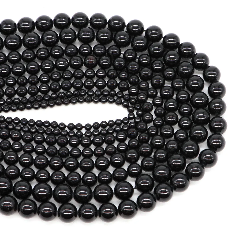 

4/6/8/10mm Natural Stone Black Tourmaline Beads Healing Crystal Gems Round Spacer Beads for Jewelry Making DIY Bracelet Necklace