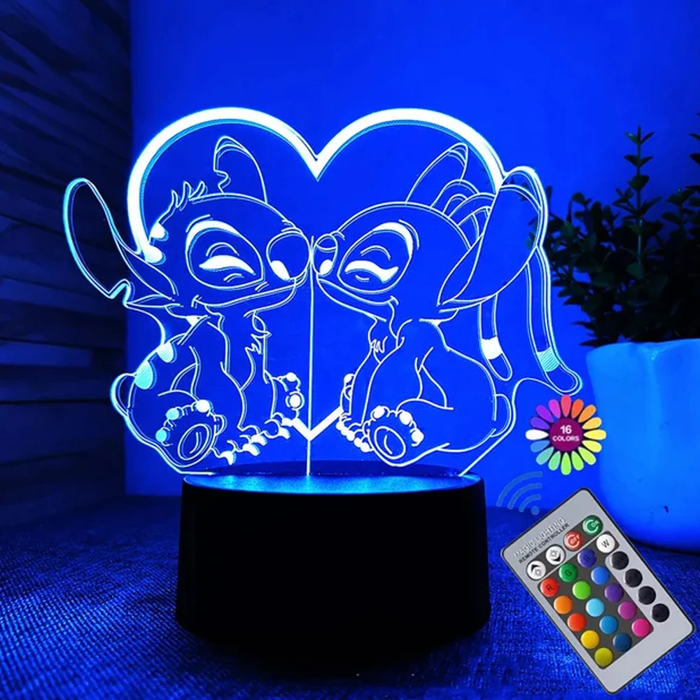 Stitch 3D LED Night Light Desk Set Lighting Bedroom Decoration Light Christmas Gift Comic Illuminator