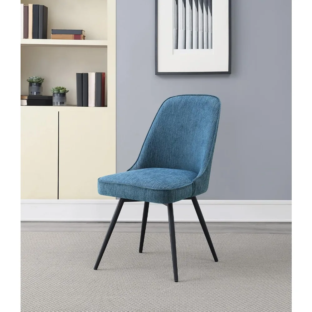 Home Furnishings Swivel Chair with Padded Seat and Black Legs for Dining or Home Office Use