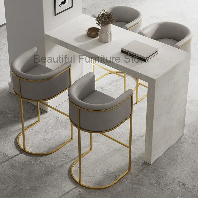 Modern Designer Bar Stools Minimalism Metal Reception Desk Bar Stools Cafe Stainless Steel Long Barkrukken Living Room Furniture