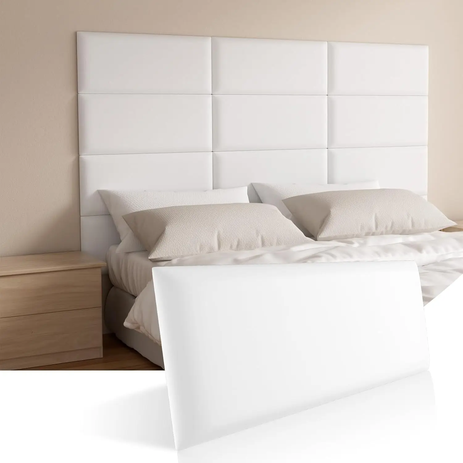 

Headboards Wall Panel For Queen And King, Self-Adhesive 3D Upholstered Panel For Bedroom/Living Room (9 Pieces 9.84 In X 23.6