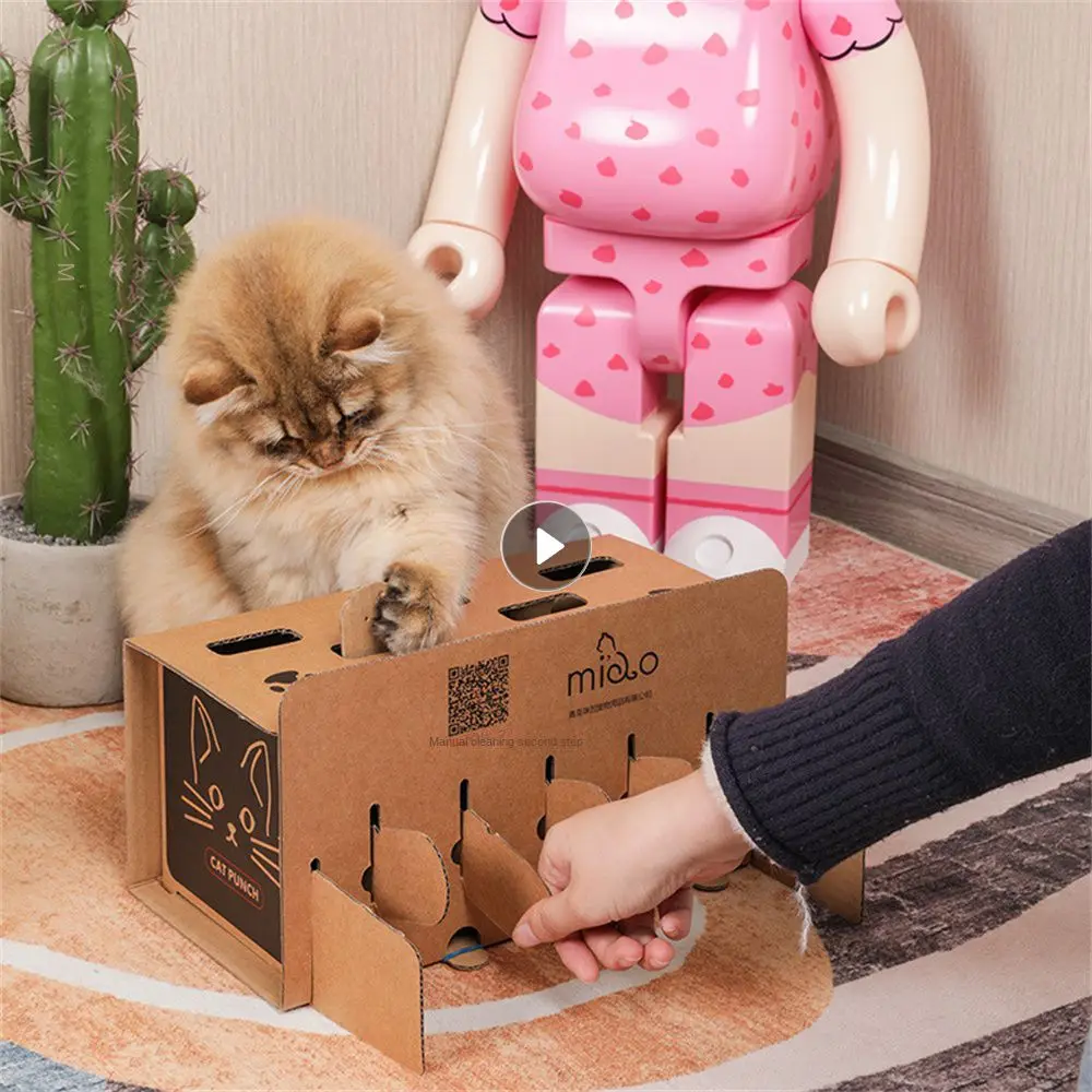 Treat Exercise Training Cat Toy Multi-hole Small Corrugated Paper Groundhog Toy Pet Punch Scratch Toy Mouse Up Puzzle