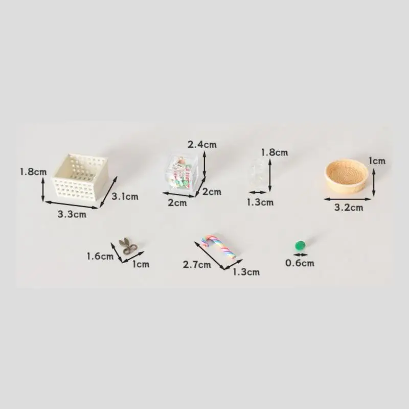 مجموعة صناديق بيت الدمى لمشهد عيد الميلاد DIY - تتضمن قصب الحلوى المحاكاة المصنوعة يدويًا ومقص وديكورات السلة. #6