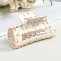 1pc New Sweet Square Floral Print Claw Clip for Spring and Summer Shark Clip Retro Floral Hair Clip Head - Image 5