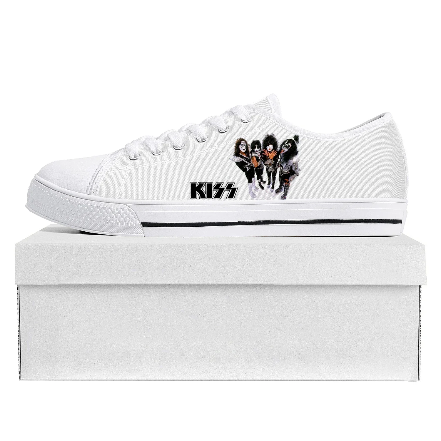 Heavy Metal Rock Band Kiss Moda Low Top Zapatillas de deporte de alta calidad para hombre, mujer, adolescente, zapatillas de lona, par de zapatos, zapato personalizado