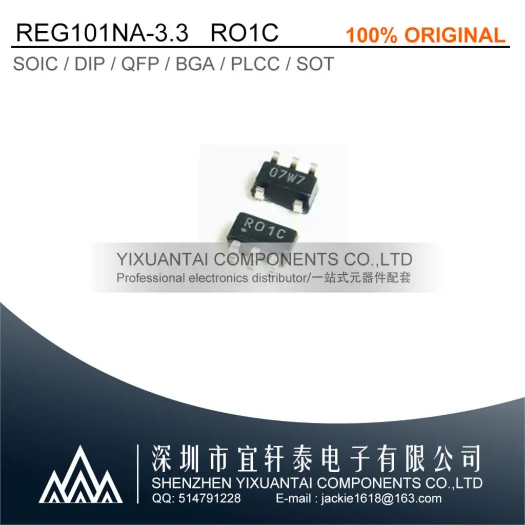 10PCS/LOT   Original  REG101NA-3.3  RO1C R01C  100mA LDO Voltage Regulator 3.3V Fixed 10V SOT23-5 Low Noise IC