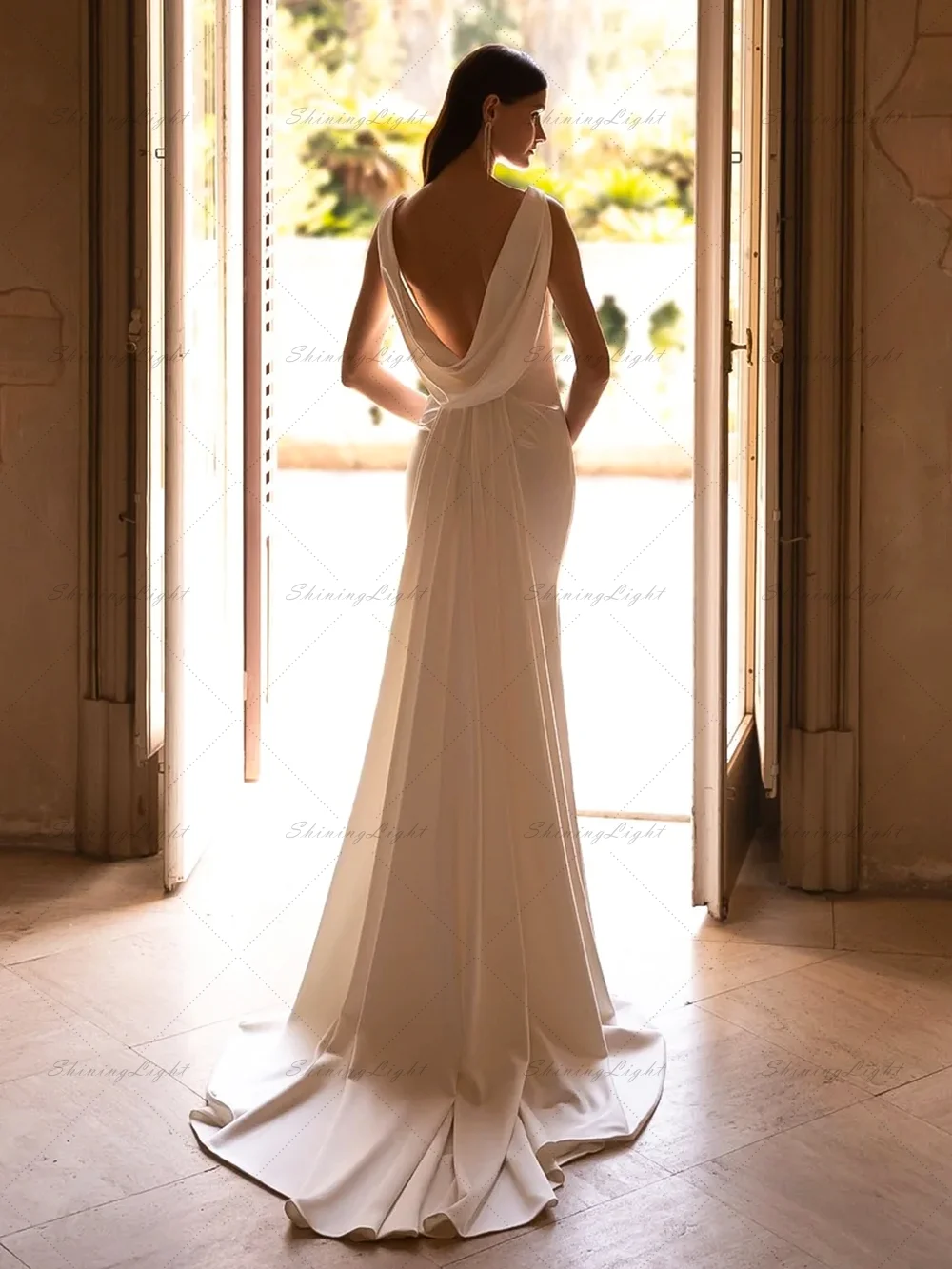 Vestidos de novia clásicos de satén para mujer, vestidos de novia