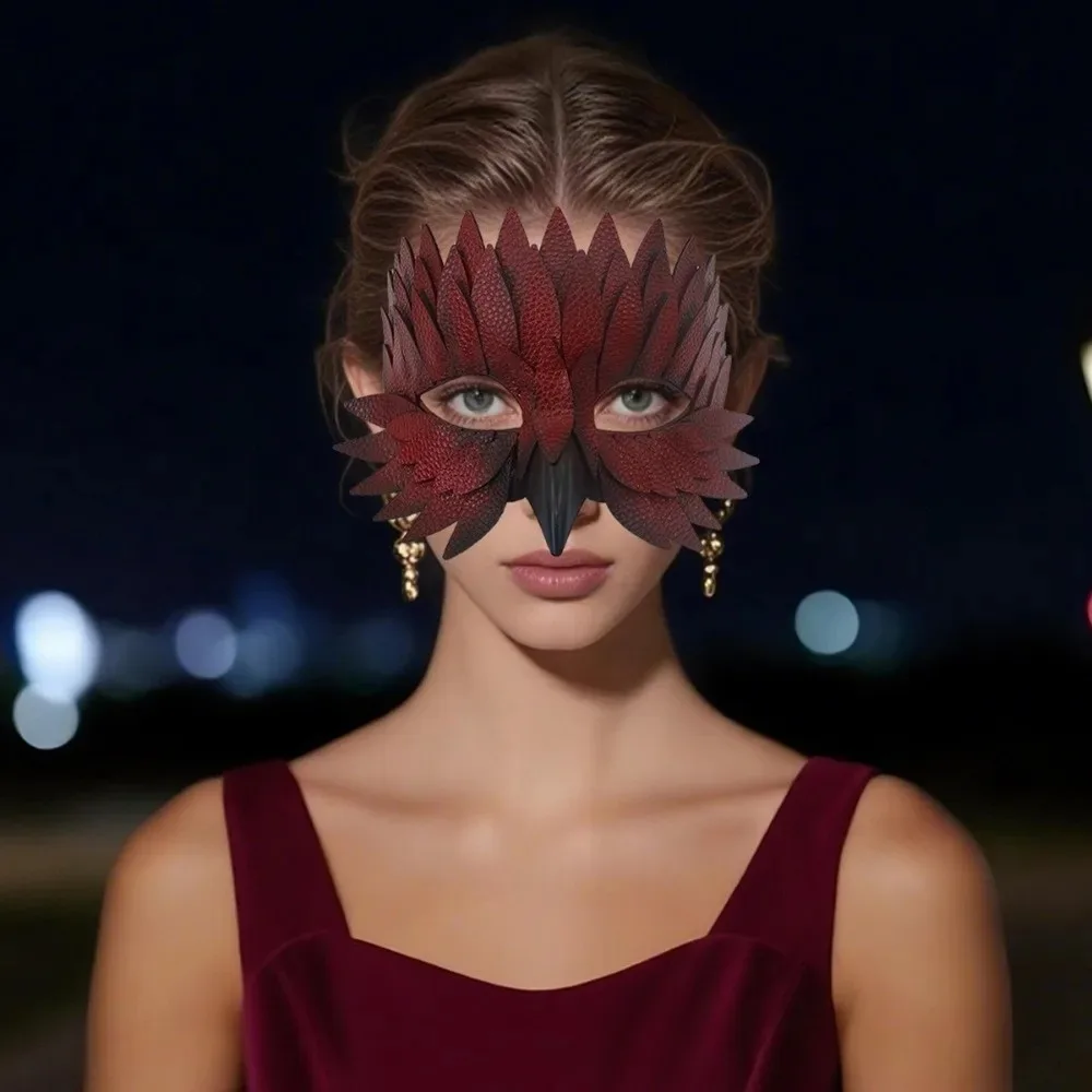 

Halloween Feather Mask Handmade Costume Party Mask Feather Half Face Mask Realistic For Costume Party Photography