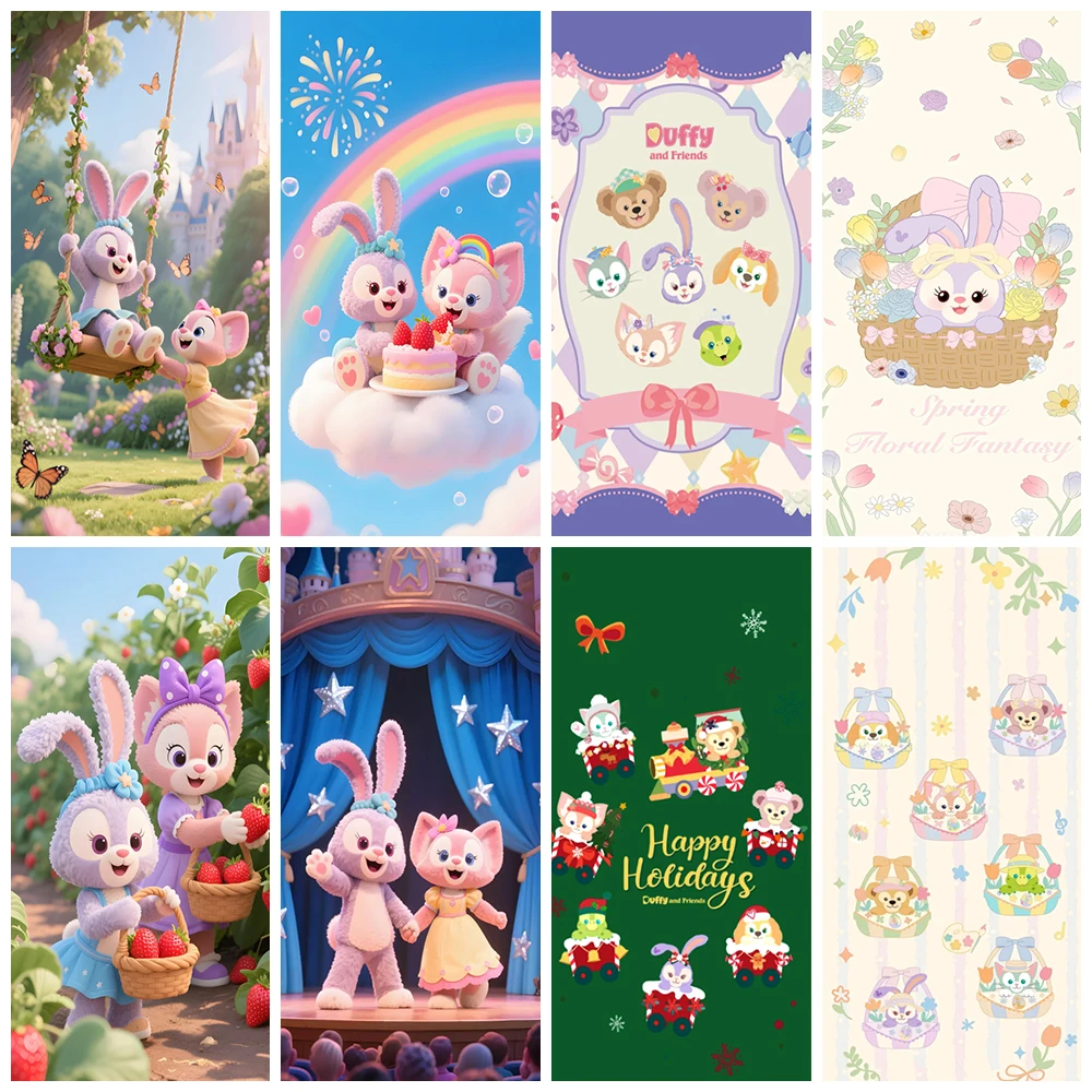 

Disney Seven Treasures StellaLou & LinaBell Cute Hairy Rabbit Fox Background Rainbow Door Cover Princess Photo Backdrop Kid Gift