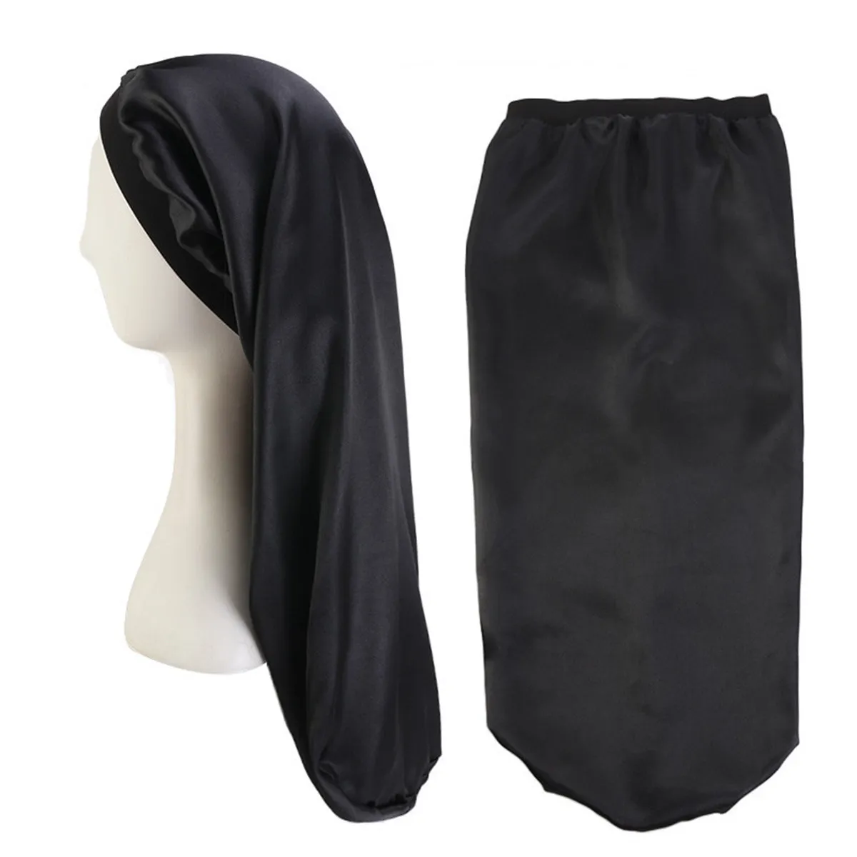 1Pcs Elastic Sleeping Cap Satin Material Large Size Stretchy Printed Hair Protection Cap Comfortable for Women Hair