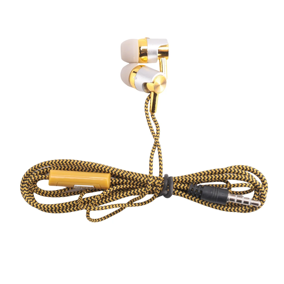 H-169 3.5mm MP3 MP4 Wiring Subwoofer Braided Cord, Headphones with Wheat Wire Control(Golden)