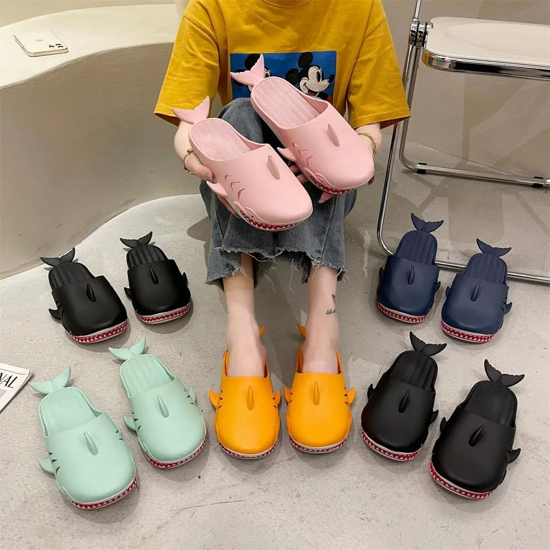 

Women's Slippers Casual Slippers Beach Pool Shoes Summer Outside and Home Flip Flops Shark Style Shoes