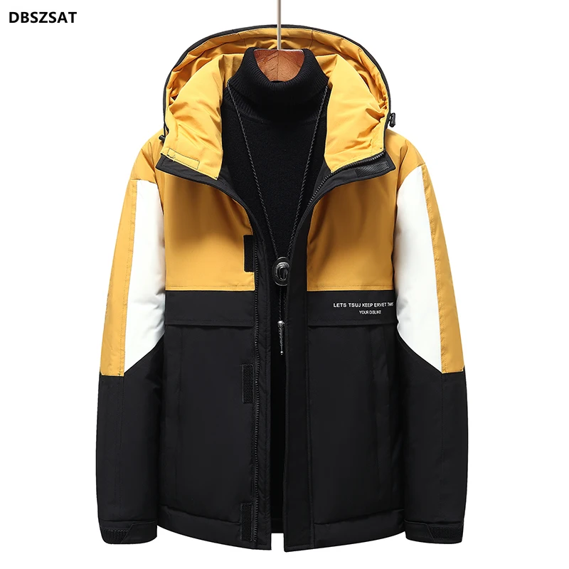 XK M-4xl Mens White Duck Down Jacket Winter Male Coats Zipper Stand Collar Short Style Striped Plus Size Outerwear Clothes Hy186