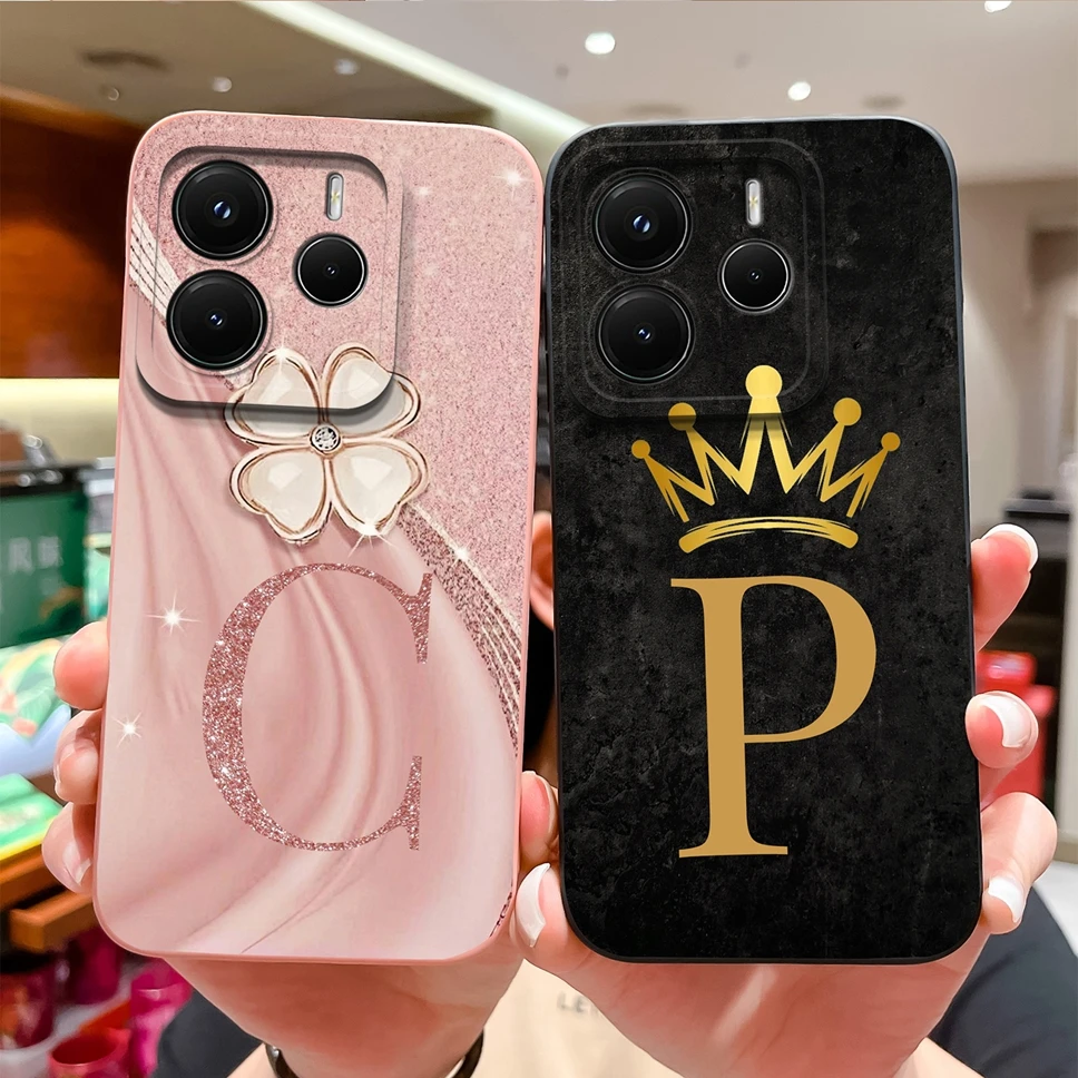 Funda de teléfono para Xiaomi Redmi Note 14 Pro 4G 5G Capa bonita de A a Z letra protectora trasera para Redmi Note14Pro Fundas Coque