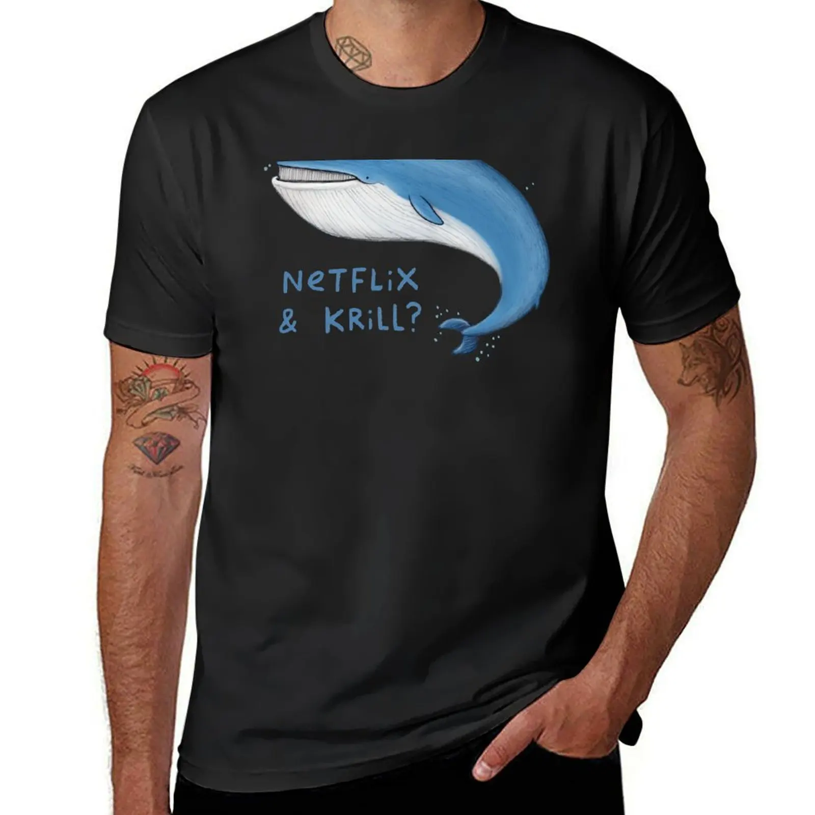 Netflix & Krill T-Shirt vintage clothes plus size tops mens workout shirts