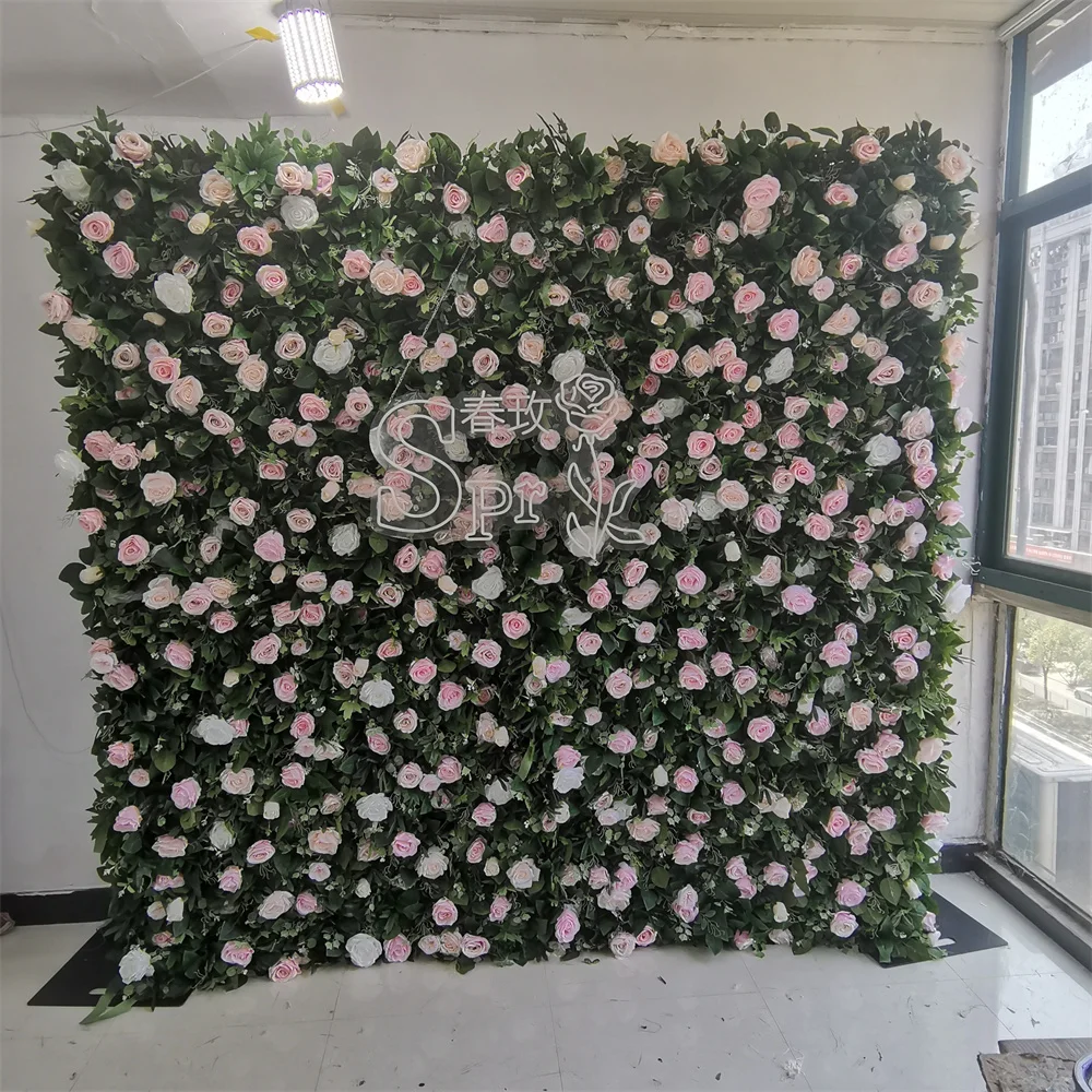 

SPR Luxury Artificial 3D Rolled Up Home Decoration or Wedding Party Ceiling Decorative Blush Pink Flower Wall