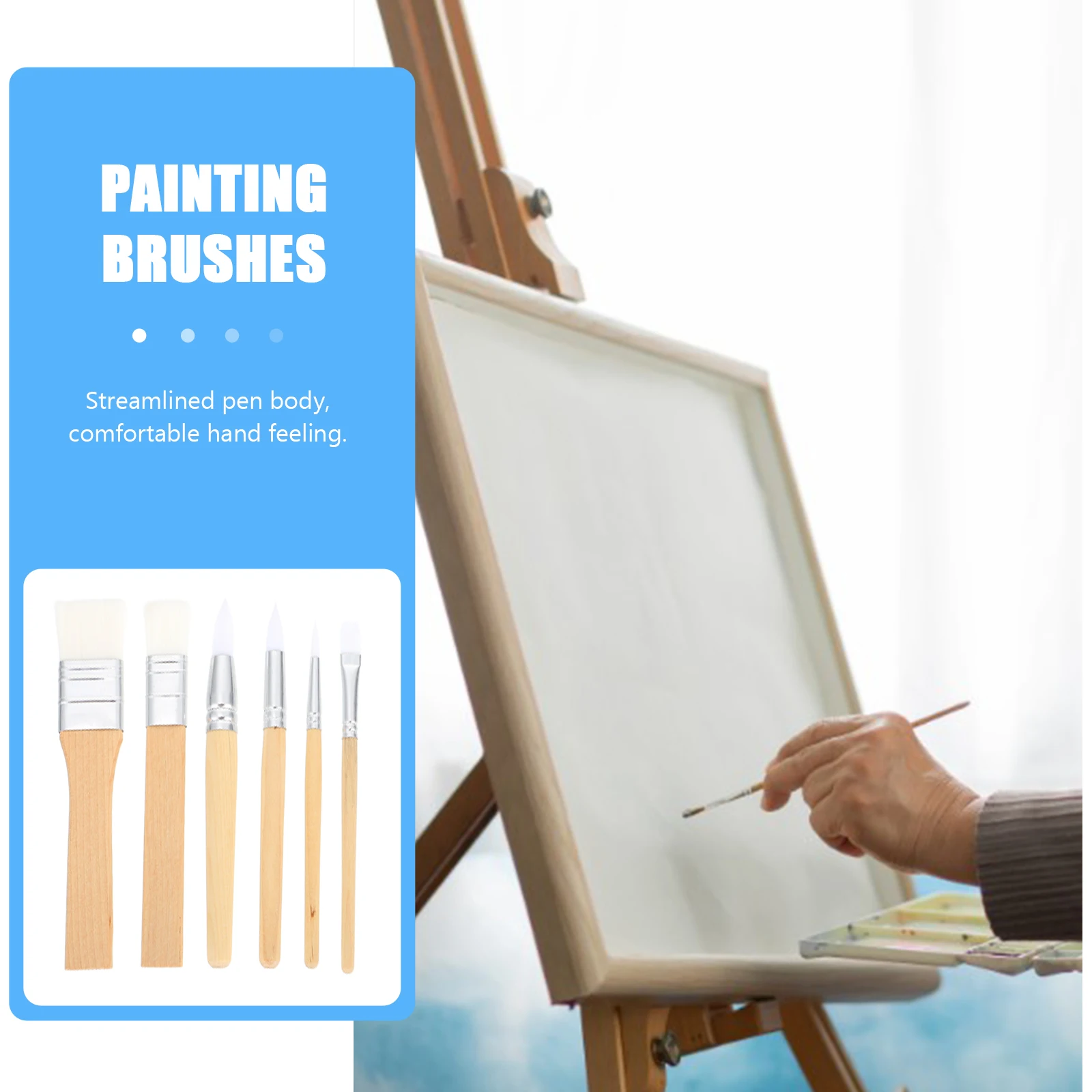 

6pcs Watercolor Brush Set Painting Supplies For Artists Students Hobbyists Oil Painting Tools Art Drawing Durable Wool Tips