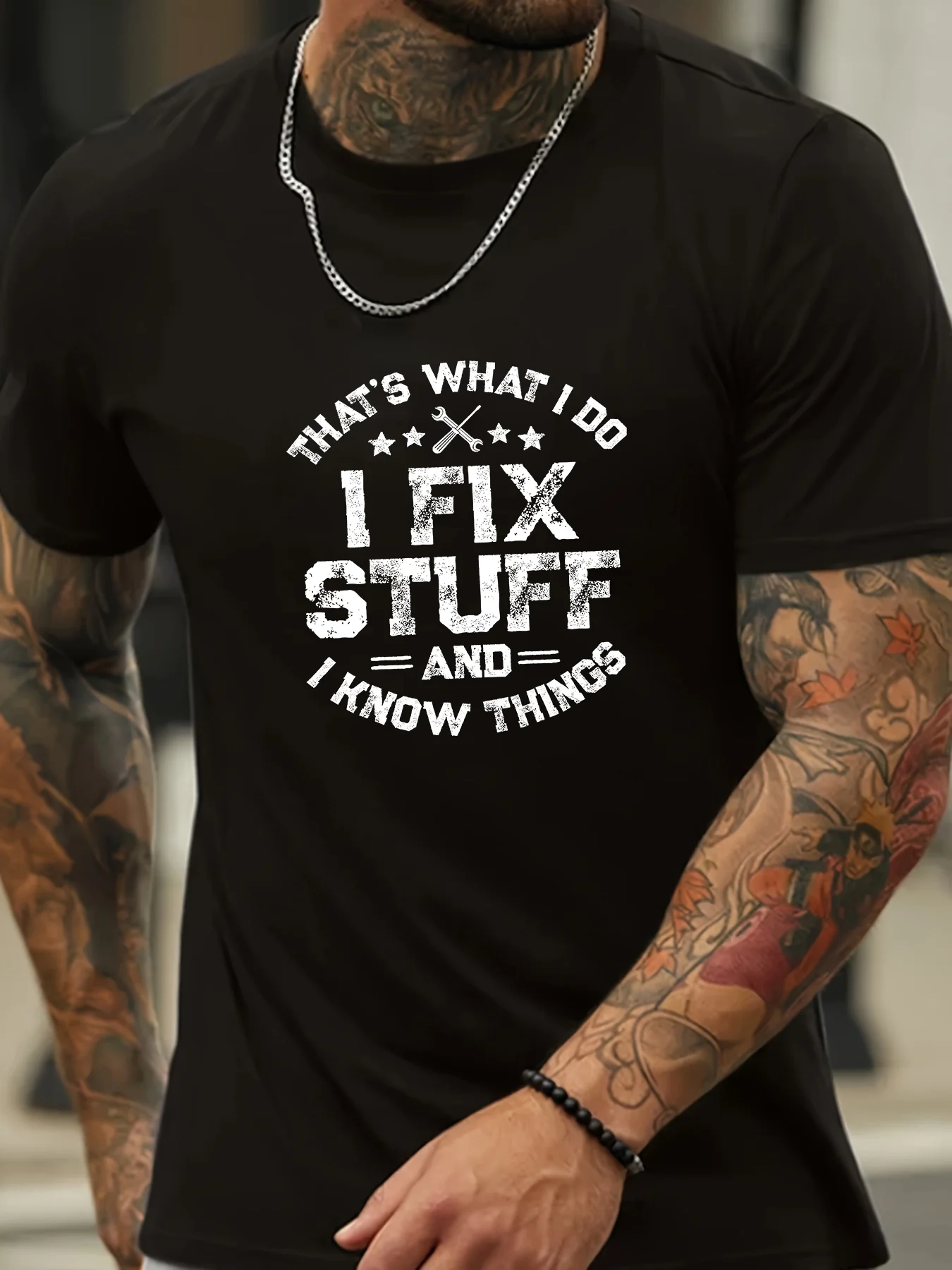 

180gsm 100% Cotton Men's Casual Crew Neck Short Sleeve T-Shirt - Novelty Sports & Hiking Apparel, H Fit for Spring/Summer/Fall