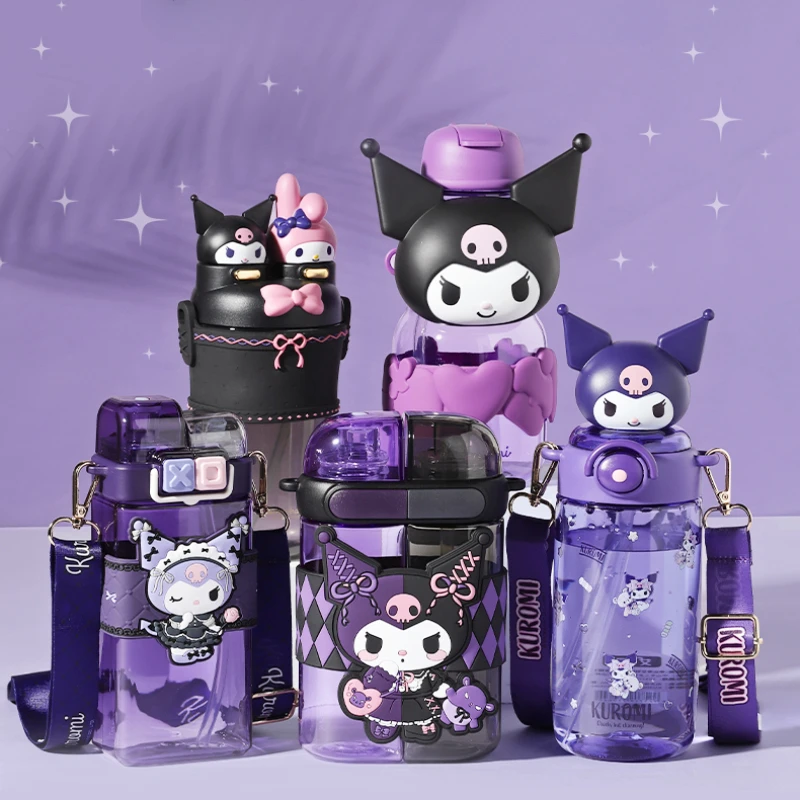 

Sanrio вместительная бутылка для воды Cinnamoroll Kuromi My Melody, портативная соломенная чашка для воды для спорта на открытом воздухе, фитнеса