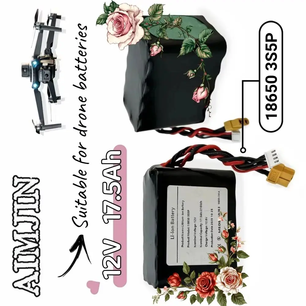 

12V 17.5Ah 18650 3S5P Rechargeable Li-ion Battery Pack For Various RC Airplane Drone Quadrotor XH2.54-4P XT60