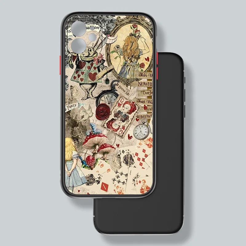 Disney Alice in Wonderland Cute For Apple iPhone 15 14 13 12 11 XS XR X 8 7 Pro Max Plus Frosted Translucent Phone Case