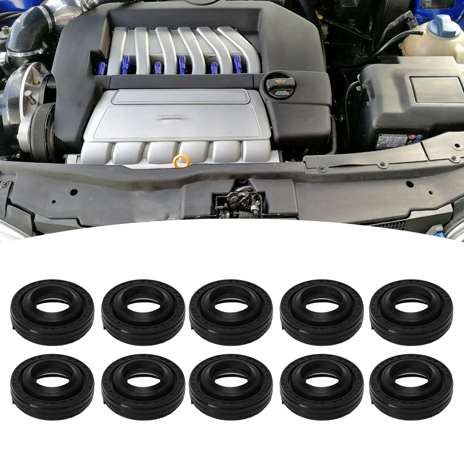 10Pcs Car AC Air Conditioner Compressor Shaft Oil Seal Kit Rubber for V5 AC Compressors