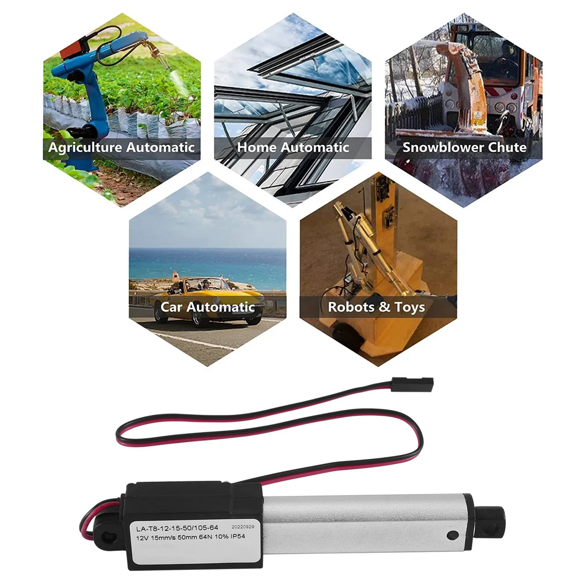 Electric Mini Linear Actuator - 2inch Stroke, 64N/14.4Lb, Speed 0.6Inch/S Mini Waterproof Motion Actuator Small 12 V DC