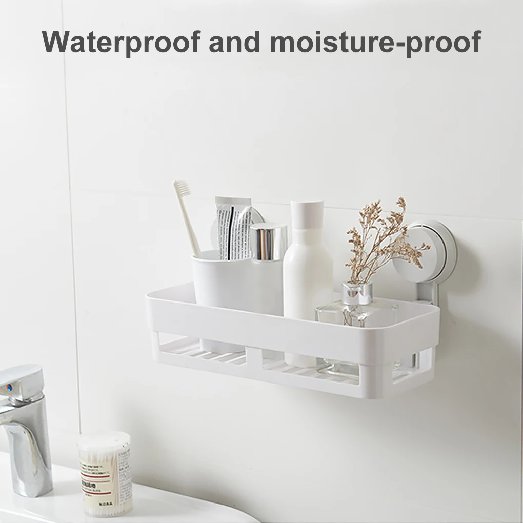 Shower Suction Cup Shelf Basket Punch-Free Wall Mounted Storage Rack Draining Basket Holder for Bathroom Holder Rack