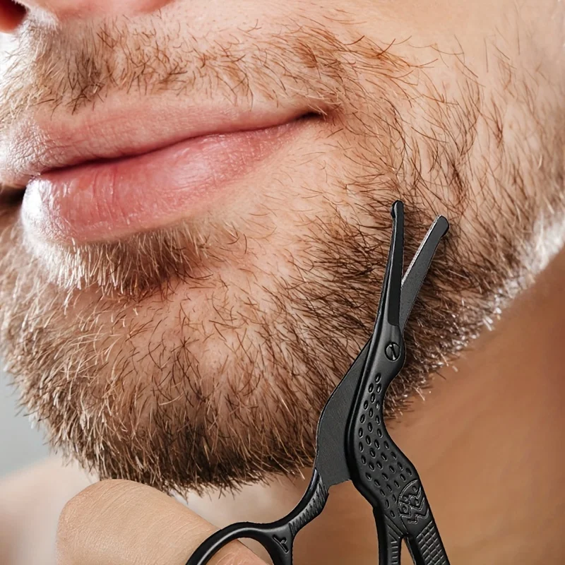 Biomimetic Crane-Shaped Safe Round-Head Stainless Steel Eyebrow Scissors Professional Facial Hair Care for Men And Women Suitabl
