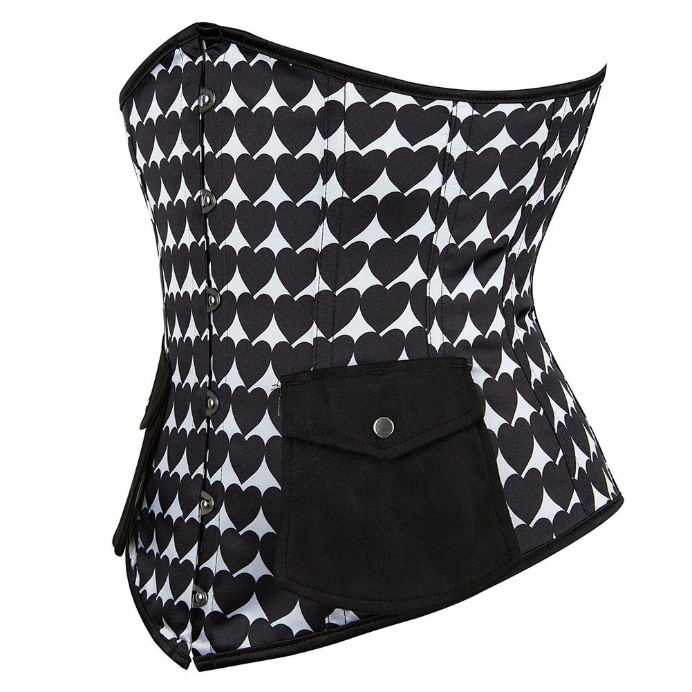 Sexy Corset Heart Print Top Underbust Waist Cincher Corsets Gothic Corset Top Bustier Plus Size Corpete Corselet S-6XL