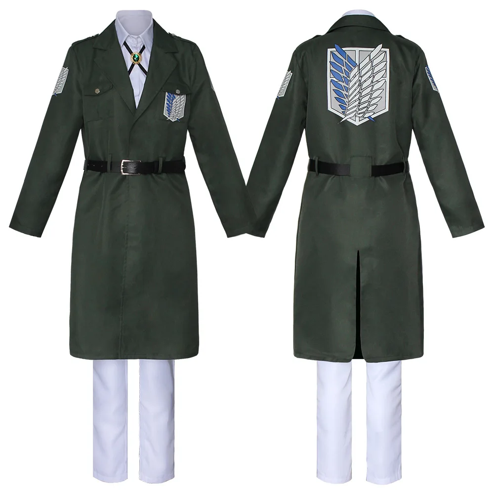 AOT Cosplay Levi's Costume Scout Trooper Jacket Military Trench Coat Uniform Halloween Costume image 2