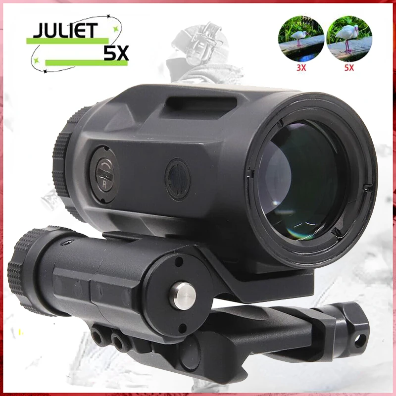 

NEW JULIET5 5x24mm 5x Magnifier W/ QR Mount Rifle Scope Red Dot Sight Spotting Scope for Rifle Hunting