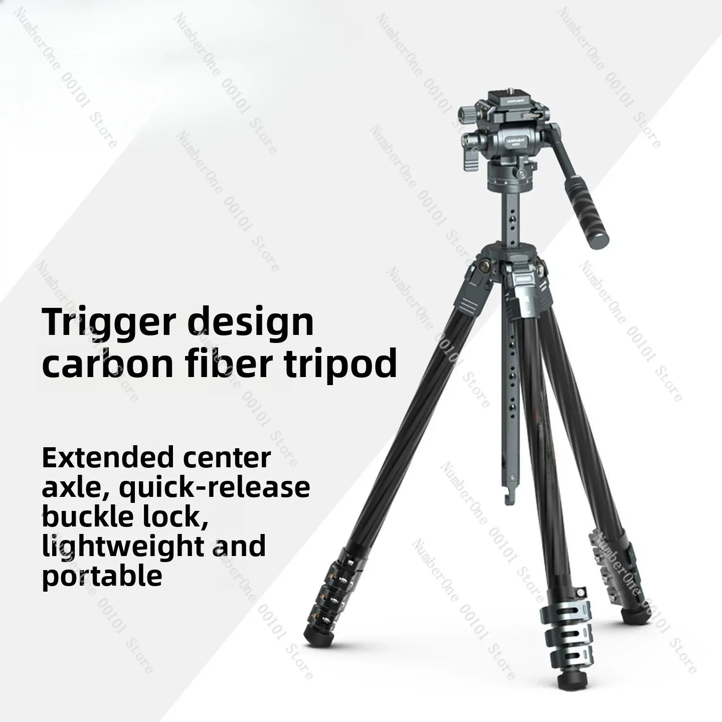 Clamp Lock Carbon Fiber Tripod Hydraulic Ball Head Extendable Center Column Portable DSLR Camera Stand