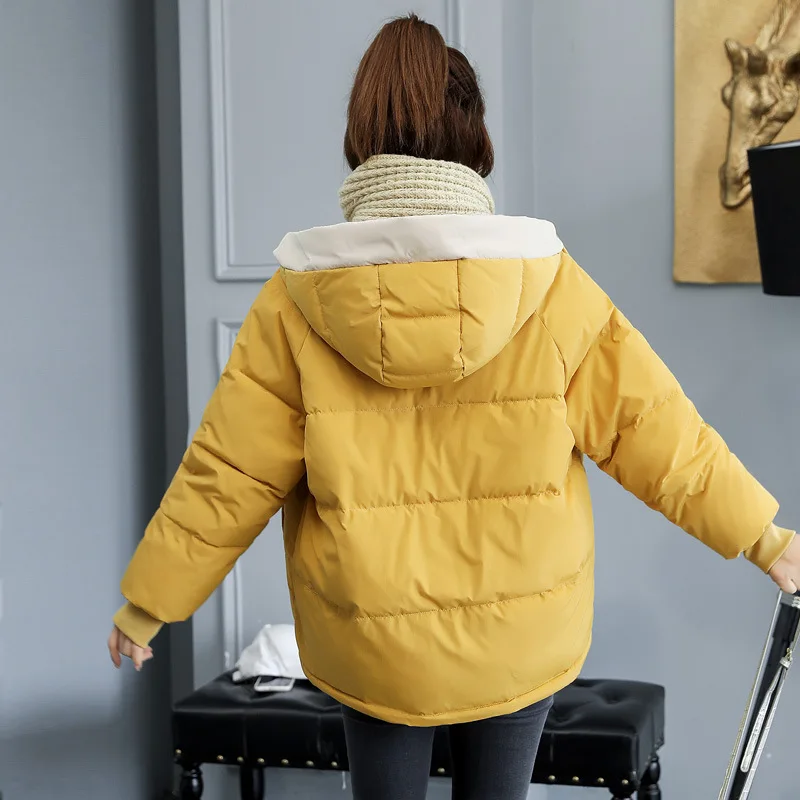 Women Coats Streetwear Elegant Loose Casual New Retro Hooded Cotton Jacket Thickened Warm Female Overcoat Autumn Winter 2025