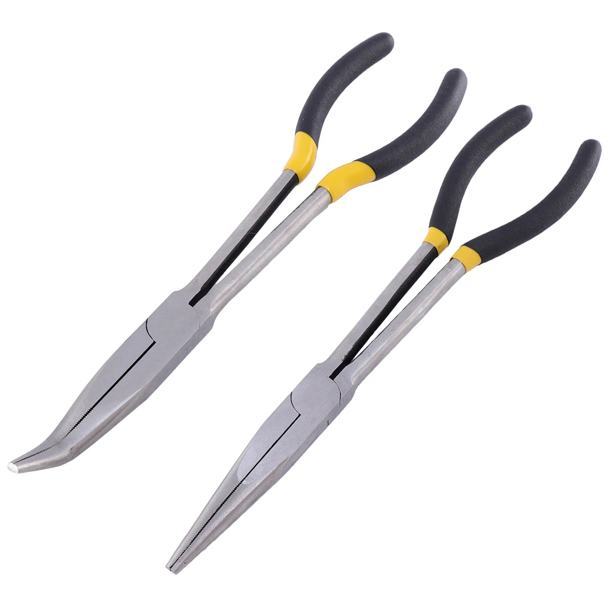 2개입 11인치 긴 곡선형 코 플라이어 내구성 있는 니켈 크롬 강철 자동차 수리용 중형 그립 도구 경량