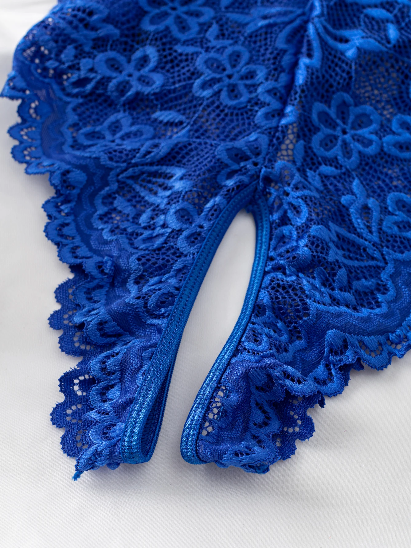 Conjunto de roupas falaf de renda bordada azul - Lingerie sexy para mulheres - Conjunto de sutiã sexy com alças nas costas 21077