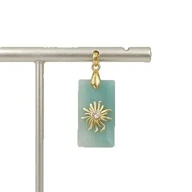 

WT-P2068 Текстурированные прямоугольные плоские подвески-шармы с цветами и цирконами, инкрустированные цветными камнями, аксессуары для изготовления ювелирных изделий