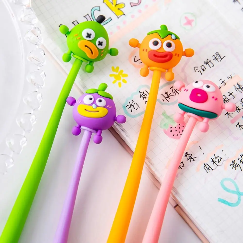 5 Pcs Portable Cute Cartoon Neuter Pen Creative Soft Signature Pen Silicone Durable Shake Pen Writing