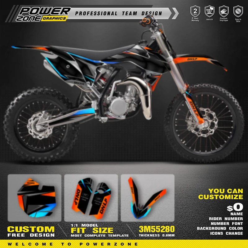 

PowerZone Custom Team Graphics Backgrounds Decals For 3M Stickers Kit For KTM SX85 2013-2017 85cc Number Name Costom 08
