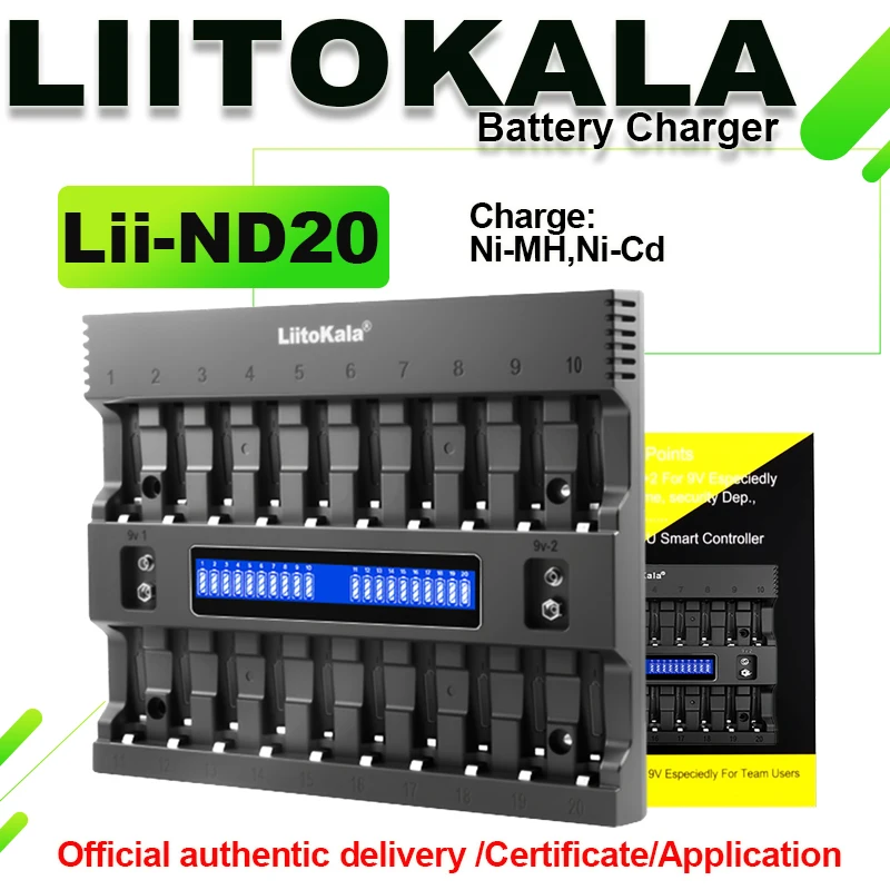 

Liitokala ЖК-дисплей Интеллектуальная быстрая зарядка AA 3A Адаптер зарядного устройства Ni-MH Ni-Cd аккумуляторное зарядное устройство с 20 слотами и несколькими слотами