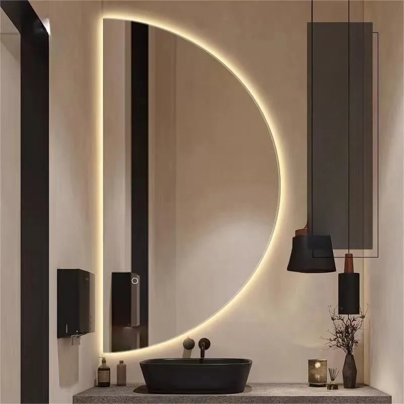 

Smart Mirror Semicircular Mirrors Curved Touch Screen Bathroom Mirror Bathroom Light Wall Mount Badkamer Spiegel Glow