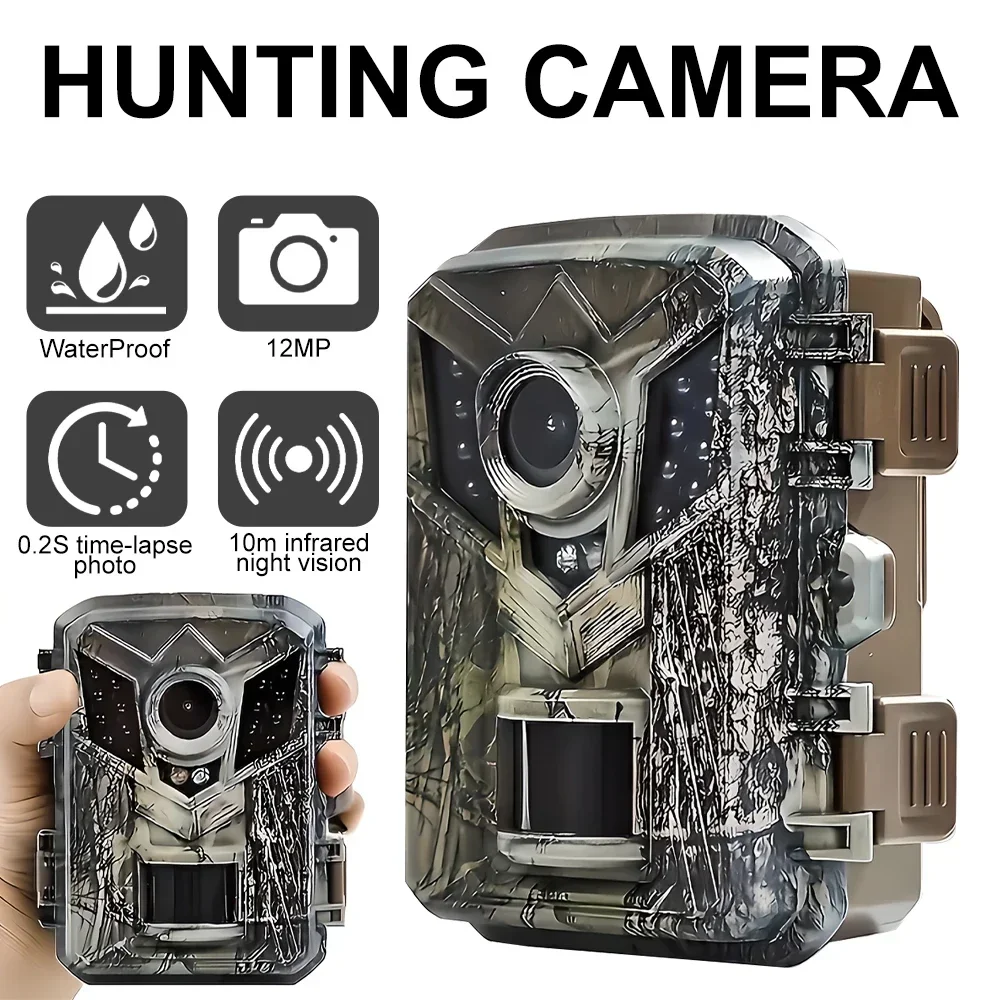 Mini HD Hunting Camera with 940nm Infrared Night Vision, Waterproof Trail Camera for Wildlife Monitoring and Scouting