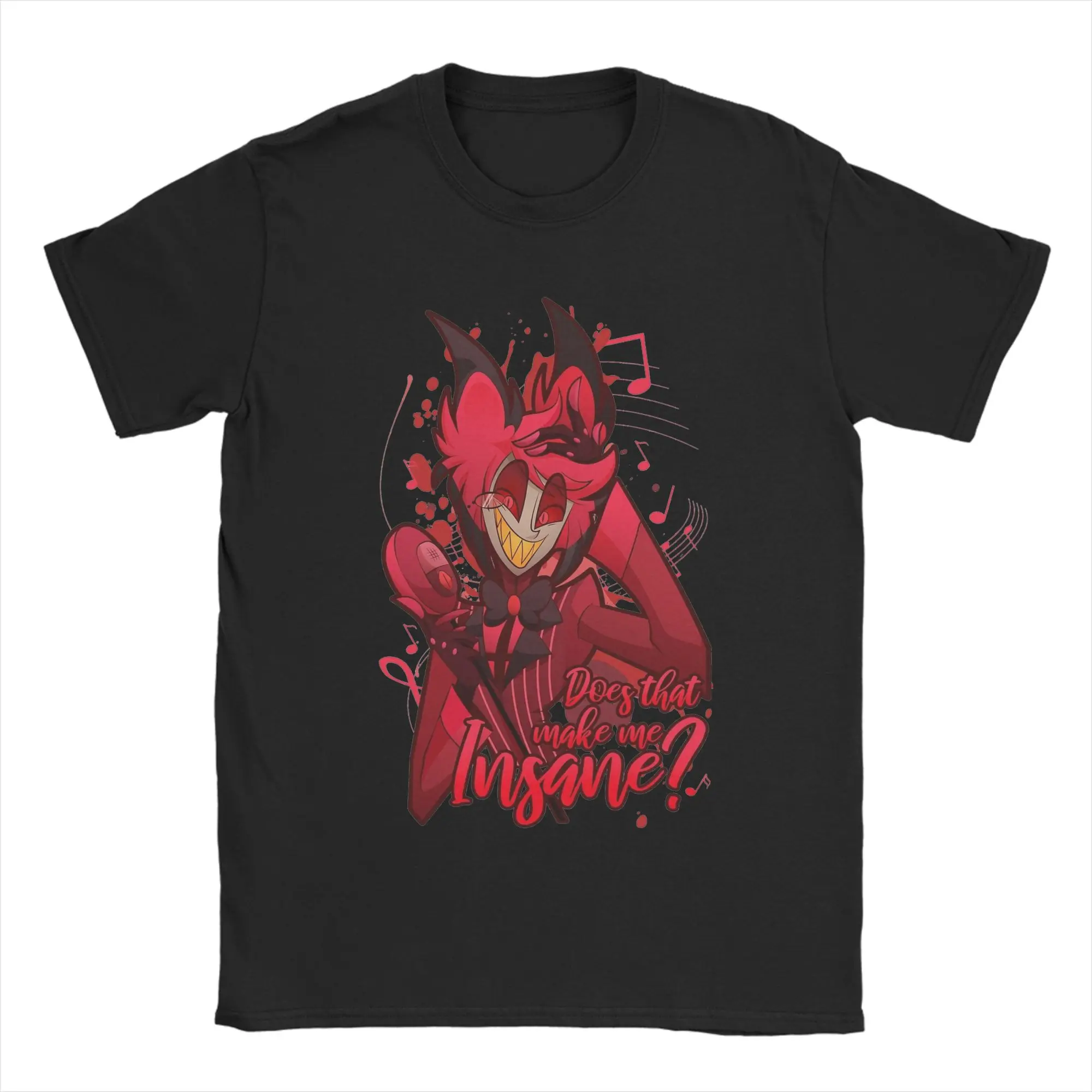 

Insane Alastor the Radio Demon Men's T Shirt Hazbins Hotels Tees Short Sleeve Crew Neck T-Shirts 100% Cotton Gift Idea Clothes