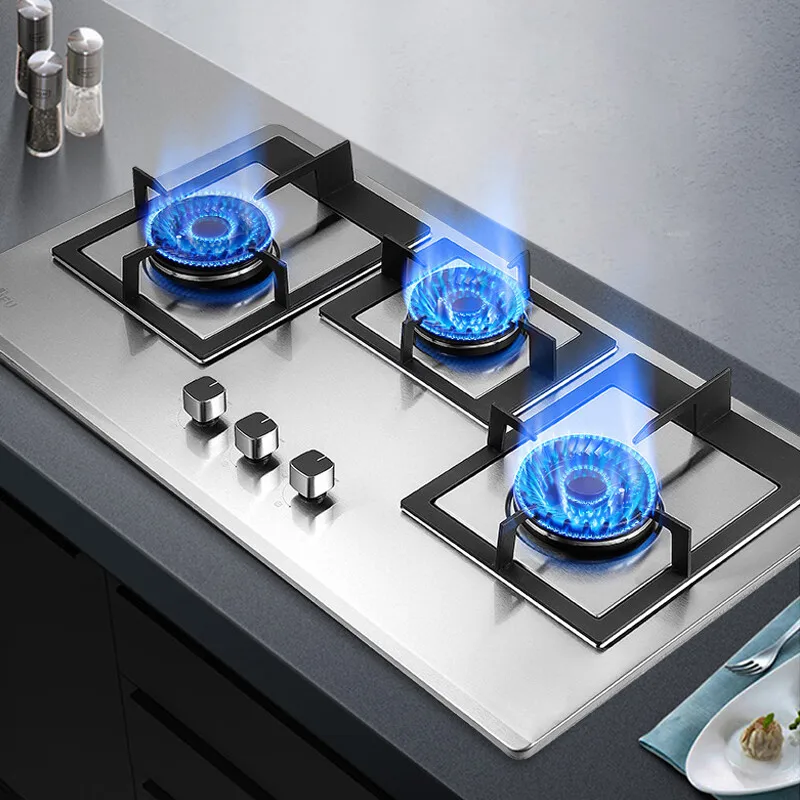 

Stainless Steel Gas Cooktop with Triple Burner for Stir-Frying Embedded Liquid Gas Hob 5.0KW Natural Gas/Propane Gas Cooker