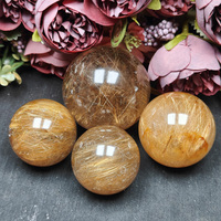 Hot Sale Natural Healing Natural Coffee Golden Rutiled Quartz Stones sphere Polished Crystal Ball For Decoration