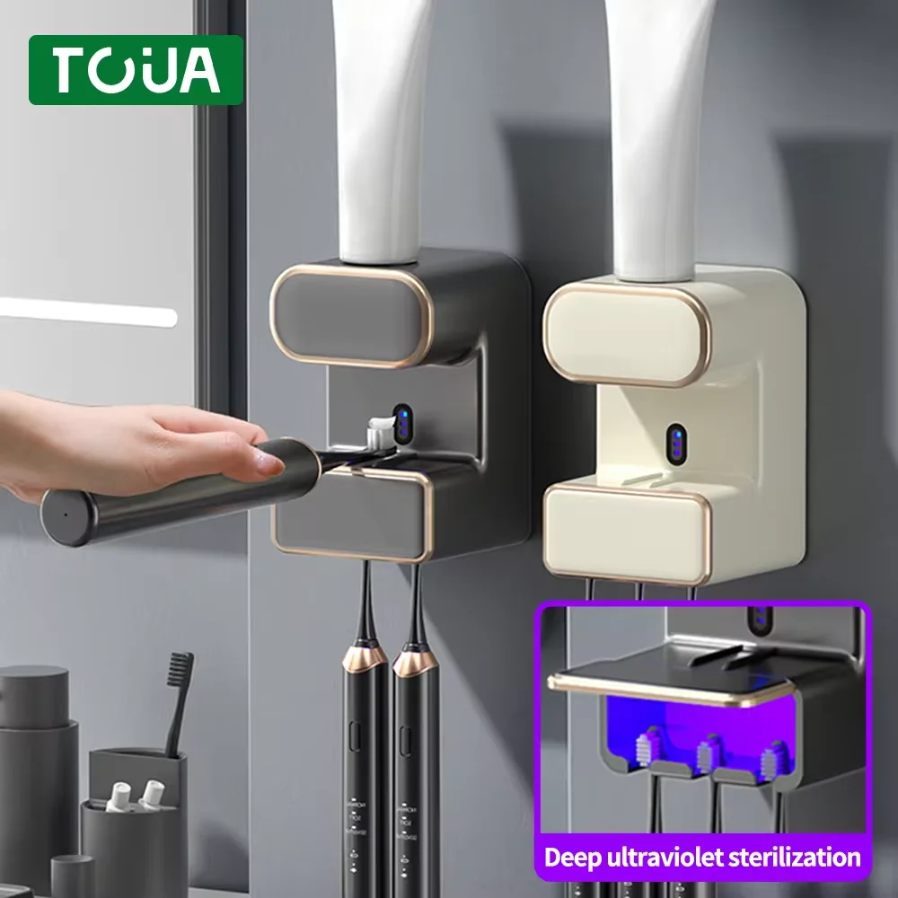 Automatic Toothpaste Dispenser Smart Sensor Electric Toothpaste Dispenser USB Charging Toothbrush Storage Holder for Kids Adults