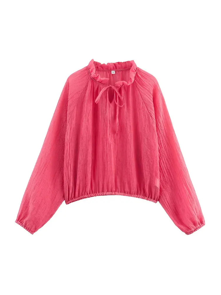 Conjunto de 2 piezas con efecto plisado para mujer, falda larga lisa con cintura elástica, blusas holgadas a la moda, conjuntos de Tops, primavera 2025