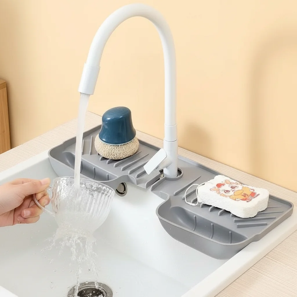 

Коврик для хранения сливного крана, силиконовый брызговик, защита для кухонной раковины, столешница для ванной комнаты и кухни