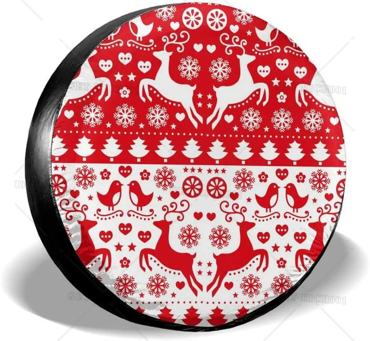 Tire Cover Red Deer Christmas Snowflakes Birds Scandinavian Pattern Wheel Cover Fit for Trailer RV SUV 14-17inch Accesorios