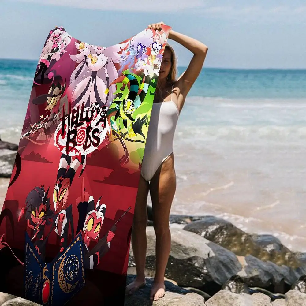 H-Helluva Boss Anime Microfiber Printed Beach Towel Mountain Climbing Yoga Beach Swimming Running Absorbent Soft Towel